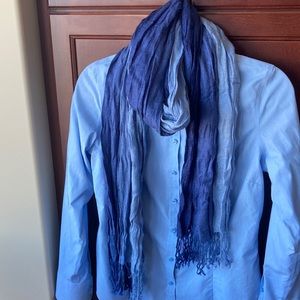 Gorgeous Blue Ombre Fringed Pashmina And Silk Scarf/Shawl NWOT